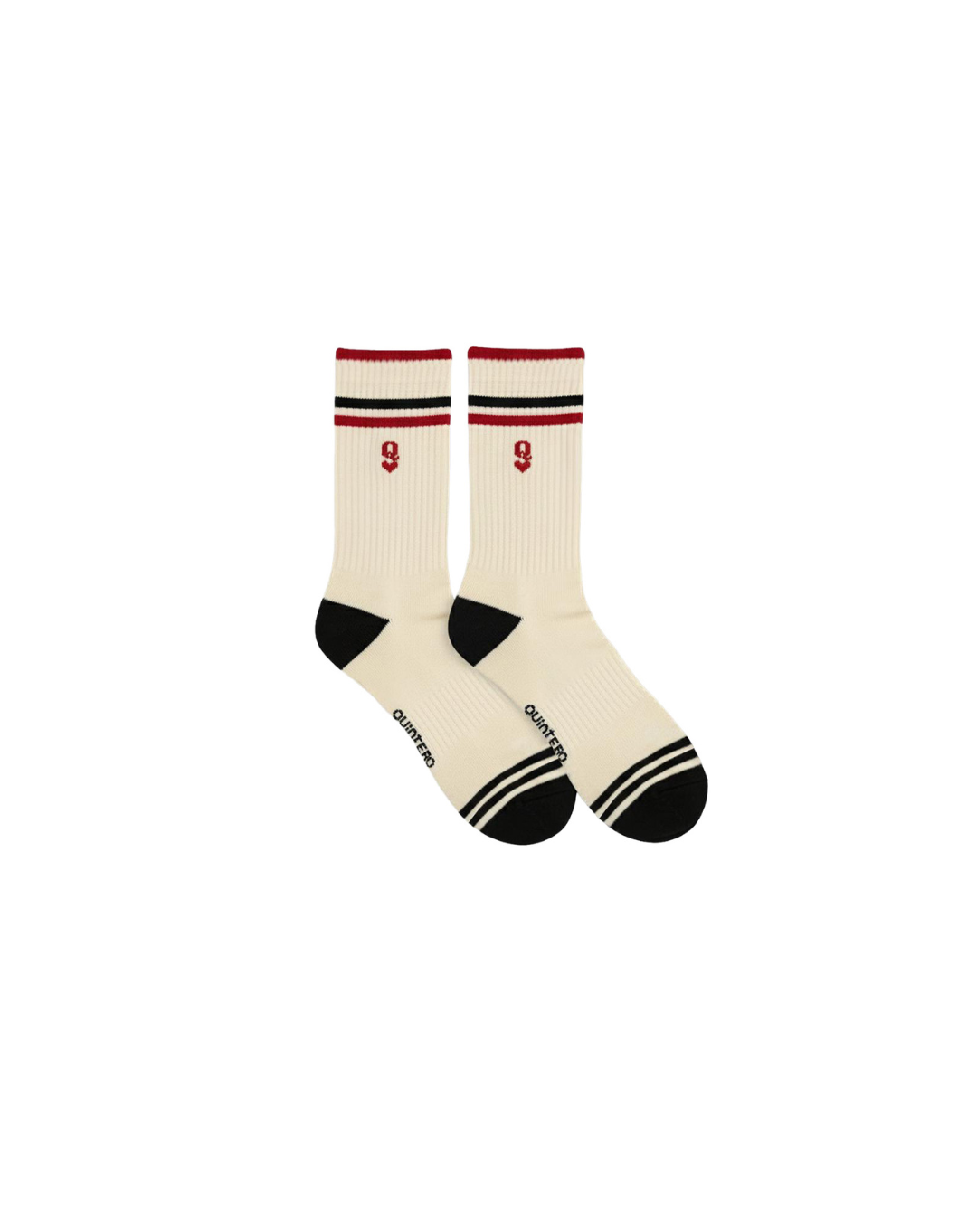 Calcetín Q10 beige y rojo